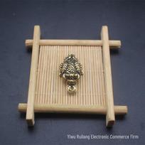 Solid Brass Golden Toad Feng Shui Keychain: Wealth-Attracting Small Pendant for Men and Women beige