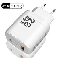 Type C PD Phone Charger Adapter for IPhone Samsung Huawei Xiaomi 2.4A 2 Ports USB Wall Charger EU Plug balta