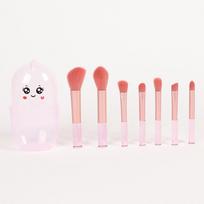7-Piece Mini Makeup Brush Set: Eyeshadow, Concealer, and Loose Powder Brushes with Soft Bristles for Beginners raudona