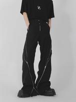 Niche Japanese Retro Hip-Hop Zippered Striped Casual Pants for Men 3XL juoda