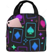 Trippy Neon  Playing Card Insulated Lunch Bag Waterproof and Reusable Lunch Box for Women Men Office Picnic work school 22x20x13CM smėlis
