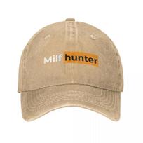 Funny Milf Hunter Baseball Caps Vintage Distressed Washed Headwear Unisex Outdoor Activities Gift Hats Cap Adjustable chaki
