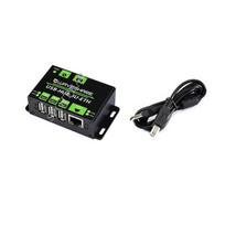 Industrial Grade 3-Way USB Hub with 100M Ethernet Port and Multi-Interface Adapter