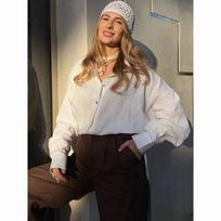 Spring Summer Versatile Lazy Casual Shirt Women's Fashionable Solid Color Loose Shirt Cardigan Shirt L balta