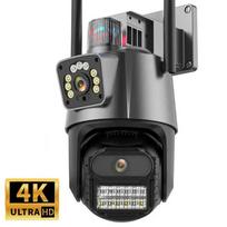 2,4 GHz 8MP 4K Apsaugos Kamera IP Kamera Dvigubas Objektyvas Dvigubas Ekranas 4MP Spalvoto Vaizdo Naktinio Matymo Automatinis Sekimas PTZ Wifi Kamera Vandeniui Atspari CCTV Apsaugos Kamera EU Plug Camera