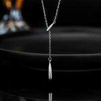 Water drop pendant, necklace, light luxury, niche design, high-end clavicle chain for women black