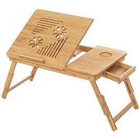 Bamboo Laptop Desk, Folding Bed Table, Height Adjustable Sofa, With 5 Tilt Angles, Air Holes, Small Wardrobe