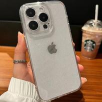 Transparent Bling Glitter Soft Phone Case For iPhone 16 15 14 13 12 11 Pro Max XR XS X 7 8 Plus SE 2 Clear Shockproof Full Cover For iPhone 14 Pro beige