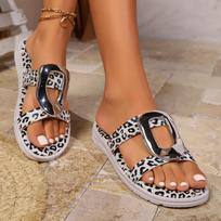 2024 Ladies Summer New Leopard Colorblock Hollow Designer Flip Flops Sandals Fashion Flat Comfortable Holiday Beach Slippers 36 sidabras