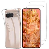 Case for Google Pixel 8 and 2 Tempered Glass Screen Protector Phonillico® skaidri