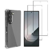 Shockproof Case for Samsung Galaxy Z FOLD 6 and 2 Tempered Glass Screen Protector Film Phonillico® skaidri