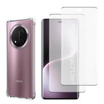 Shockproof Case for Honor Magic 7 Lite 5G and 2 Tempered Glass Screen Protector Film Phonillico® skaidri