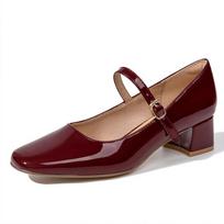 Elegantiški Moteriški Mary Jane Aukštakulniai Seksualūs Raudoni Lakuotos Odos Bateliai Biuro Moters Juodi Odiniai Batai Retro Lolita Sagtis Dirželis Kulniukai 40 juoda