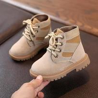 Botas Autumn Spring Casual Sneakers Boots Baby Kids Short Boot Boys Shoes Child Side Zipper Solid Color Boot Toddler Desert Shoe 21 insole13CM smėlis