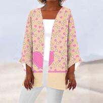 Women's Casual Fashion Printed Lightweight Medium Length Jacket Cardigan L smėlis