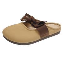 Soft-soled bag head slippers women's lazy shoes 2025 spring new French bow one-pedal half-support single shoes 35 chaki