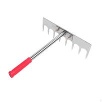 Garden Rake Gardening Tool with Ergonomic Handle Heavy Duty Stainless Steel Thatch for Farming