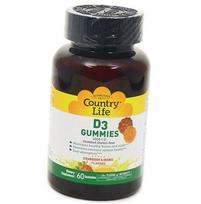 Chewing Vitamin D, Vitamin D3 1000 Gummies, Country Life 60 tabs Strawberry-orange (36124085) 60tab