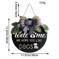 Pasidaryk pats medinė apvali namo lėkštė languota su kaspinėliu Sąrašas namų sienos sveikinimo dekoracija vainikas durų dekoracija K2-20 striped knot dog model
