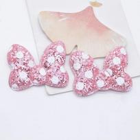 12Pcs 55*42mm Padded Glitter Leather Bow Tie Patches for Clothes Hat Shoes Sewing Applique Headwear Hair Clips Decor Accessories rožinė
