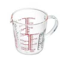 HARIO Matavimo puodelis Platus Karščiui atsparus stiklas su rankena Multi 200ml Pagaminta Japonijoje CMJW-200 raudona