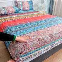 1Pc Bohemia Bed Sheet For Double Bed Single/Queen Fitted Bed Sheet With Elastic Band Reactive Printed Mattress Cover 180X200Cm Twin blue