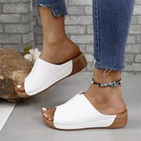 Spring/Summer Slope Heels Fashionable, Simple, Lightweight, One Step Fish Mouth Cool Slippers for Women 36 balta