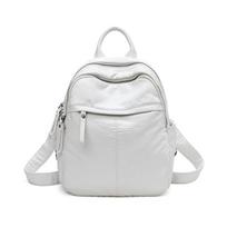 Designer Brand PU Leather Women Backpack College School Backpack Bag Fashion Travel Shoulder Bag Casual Book Bag MIT balta