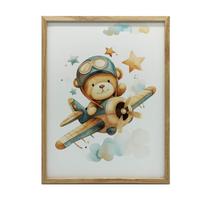 Plakat Latający Miś Pilot Plakat Latający Miś Pilot, 50X70 Cm, Rama Aluminiowa Złota, Papier Matowy 230 Gsm 54