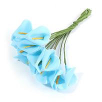 12/36/72pcs Mini Foam Calla Lily Fake Flowers Bouquet Artificial Flowers for Wedding Decoration Valentine's Day Supplies 12pcs mėlyna