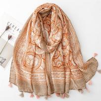 2024 Designer Brand Women Scarf Classical Print Lady Shawls Cotton Feeling Soft Oversize Hijabs Neck Headband Tassel Foulard