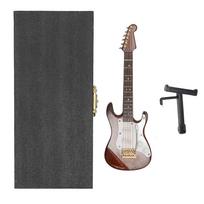 Miniatiūrinis elektrinės gitaros modelis Medinis muzikos instrumento dekoravimo žaislas su stovu Sandėliavimo dėžutė