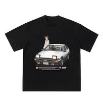 Japoniškas Retro Anime Initial D Greičio Automobilio Siela Spausdinta Trumpomis Rankovėmis Medvilninė Laisva Vyriška Laisva Trumpomis Rankovėmis T-marškinėlių Madinga XXXXL