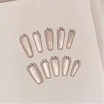 Wearing Nail Handmade Manicure Finished Fake Nail Patch Light Luxury Temperament High-gloss Cat Eye French Flash Diamond Extra Small XS