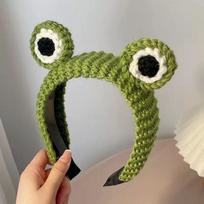 Big Eyes Knit Frog Headband Wash Makeup Hair Band Cute Cartoon Scrunchies Autumn Spring Headdress Hair Accessories