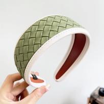PROLY New Fashion Headband For Women Wide Side PU Leather Hairband Solid Woven Headwear Summer Hair Accessories For Adult