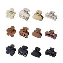 12pcs  frosted small grab clip increase ponytail hair grab plate hair clip basic practical hair clip beige