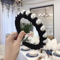 PROLY New Fashion Women Hairband Pearl Winding Headband Velvet Wide-brimmed Headwear Top Quality Turban Hair Accessories