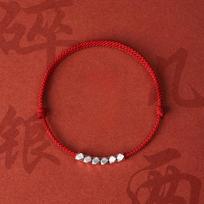 Small Square Bead Red Rope Bracelet Men's and Women's Couple Bracelet, Woven Literary and Simple Hand Rope