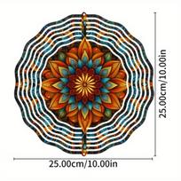 10 Inch Vibrant Stained Glass Wind Spinner with 360 Swivel Hook for Garden Balcony Lawn Decor Bohemian Floral Design 01A