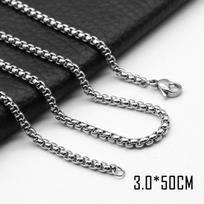Stainless Steel Square Pearl 3.0mm60cm Men's Necklace Jewelry Pendant European and American Pearl Chain