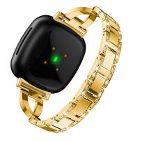 Dirželis Fitbit Versa 3/4 Sense Sense2 išmaniajam laikrodžiui su Diamond vyrišku laikrodžiu Moteriška apyrankė keičiama riešo juostos priedai for Fitbit Versa 3 4 auksas