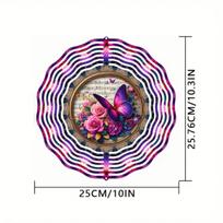10 Inch 2D Kinetic Metal Wind Spinner Vibrant Butterfly Floral Design 360 Rotating Hook for Garden Yard Indoor Outdoor Hanging Decor 01A