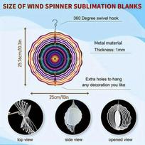 2D Printed Metal Mandala Wind Chime Vibrant Neon Circular Pattern Natural Wind Powered Rotation Outdoor Garden