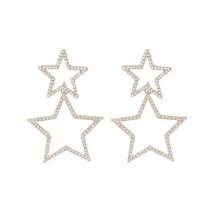 Sexy female group style fashion rhinestone earrings, pentagram double-layer niche personality temperament earrings for women