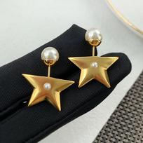 New Star Stud Earring Pearl Vintage Trendy Pentagram Simple Metal Three-Dimensional Ear Accessories Earrings for Women Jewelry