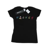 Disney Womens/Ladies Mickey Mouse Wording Logo Cotton T-Shirt XXL juoda