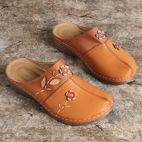 Moteriškos Gracosy Klumpės Batai Odiniai Loafers Slip On Mules Antil Slip Beach Sandalai 42 ruda