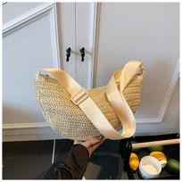 Woven messenger bag one shoulder underarm dumpling bag 2025 new simple and fashionable straw beach bag messenger bag chaki