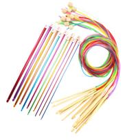 23 Pcs Tunisian Crochet Hook Set with Rope 2.0-8.0 mm Knitting Needle Afghan Crochet Hook Set Knitting Tool for Sweater beige